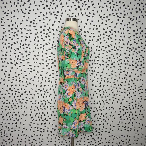 Sandro Green Floral Print V-Neck Eudelin Silk Romper - Picture 7 of 13